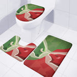Green Bull And Red Bear Stock Print 3 Piece Bath Mat Set