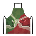 Green Bull And Red Bear Stock Print Apron