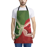 Green Bull And Red Bear Stock Print Apron