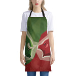 Green Bull And Red Bear Stock Print Apron