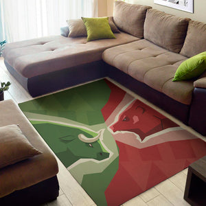 Green Bull And Red Bear Stock Print Area Rug