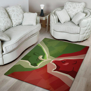 Green Bull And Red Bear Stock Print Area Rug