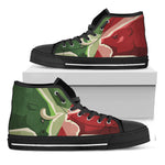 Green Bull And Red Bear Stock Print Black High Top Shoes
