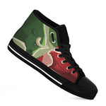 Green Bull And Red Bear Stock Print Black High Top Shoes