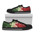 Green Bull And Red Bear Stock Print Black Low Top Sneakers