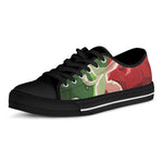 Green Bull And Red Bear Stock Print Black Low Top Shoes 