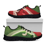 Green Bull And Red Bear Stock Print Black Sneakers