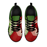 Green Bull And Red Bear Stock Print Black Sneakers