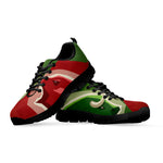 Green Bull And Red Bear Stock Print Black Sneakers