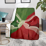 Green Bull And Red Bear Stock Print Blanket