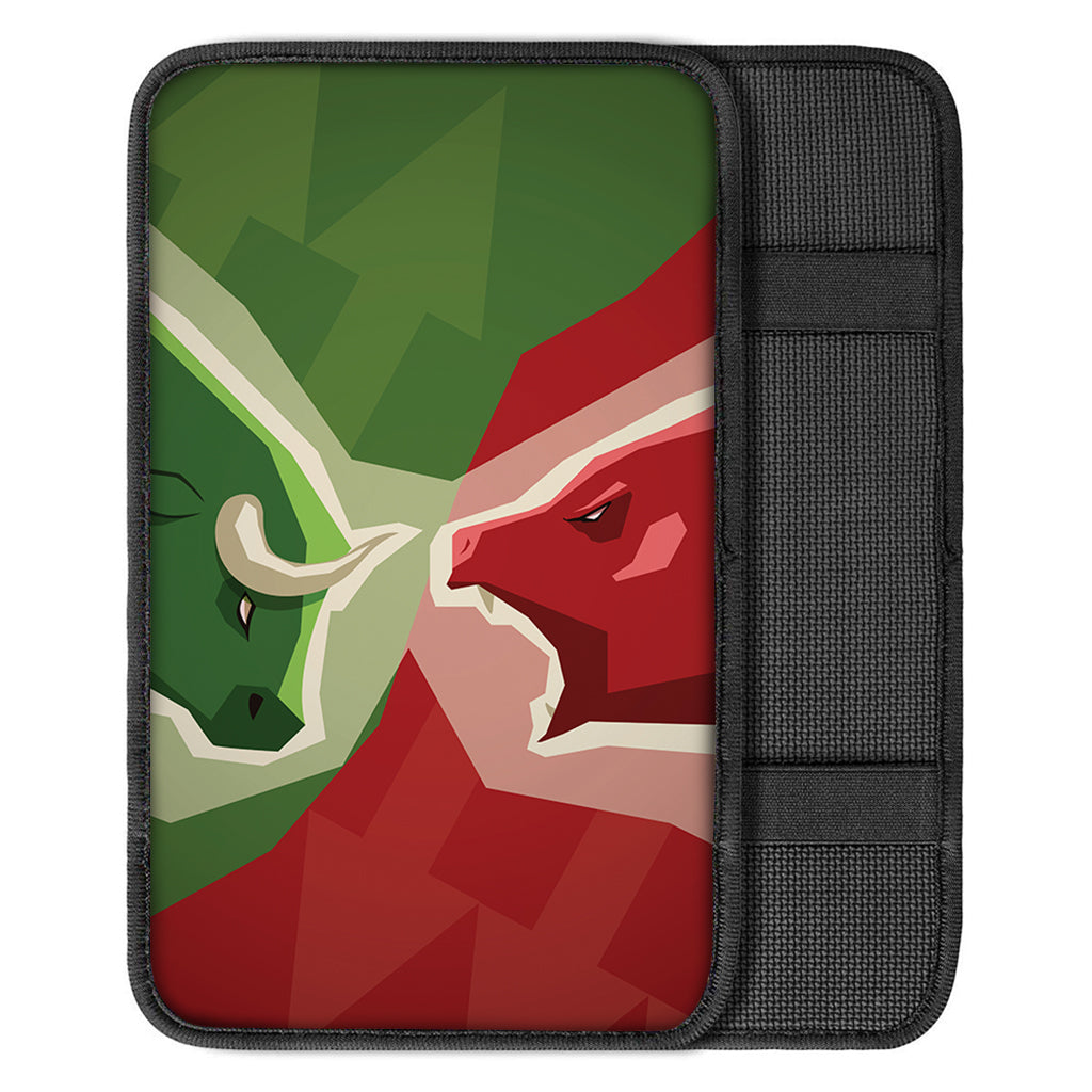 Green Bull And Red Bear Stock Print Car Center Console Cover