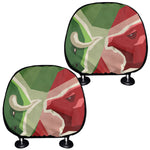 Green Bull And Red Bear Stock Print Car Headrest Covers