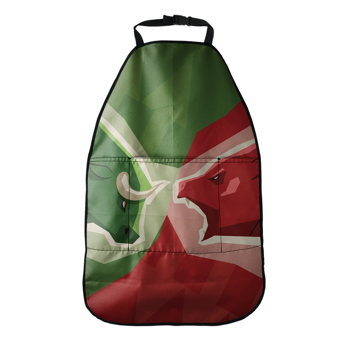 Green Bull And Red Bear Stock Print Car Seat Organizers