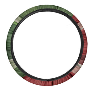 Green Bull And Red Bear Stock Print Car Steering Wheel Cover