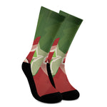 Green Bull And Red Bear Stock Print Crew Socks