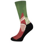Green Bull And Red Bear Stock Print Crew Socks