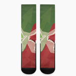 Green Bull And Red Bear Stock Print Crew Socks