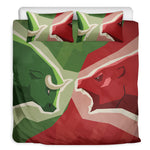 Green Bull And Red Bear Stock Print Duvet Cover Bedding Set