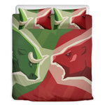 Green Bull And Red Bear Stock Print Duvet Cover Bedding Set