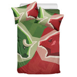 Green Bull And Red Bear Stock Print Duvet Cover Bedding Set
