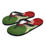 Green Bull And Red Bear Stock Print Flip Flops
