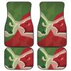 Green Bull And Red Bear Stock Print Front and Back Car Floor Mats