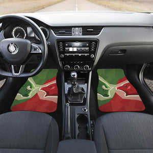 Green Bull And Red Bear Stock Print Front and Back Car Floor Mats