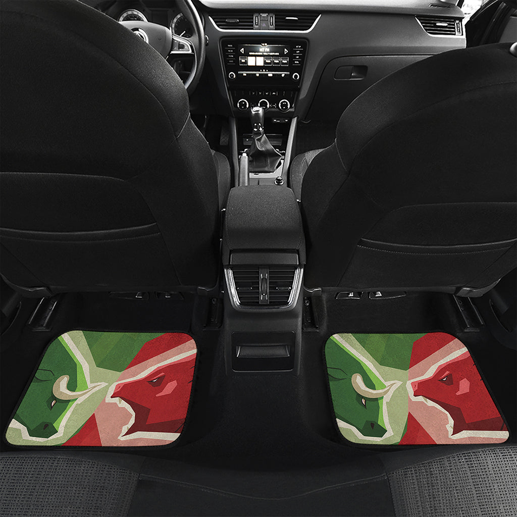 Green Bull And Red Bear Stock Print Front and Back Car Floor Mats