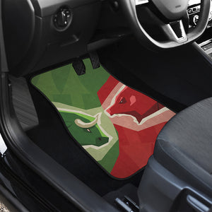 Green Bull And Red Bear Stock Print Front and Back Car Floor Mats