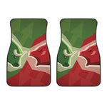 Green Bull And Red Bear Stock Print Front Car Floor Mats