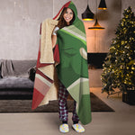 Green Bull And Red Bear Stock Print Hooded Blanket