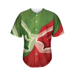 Green Bull And Red Bear Stock Print Men's Baseball Jersey