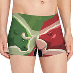 Green Bull And Red Bear Stock Print Men's Boxer Briefs