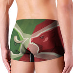 Green Bull And Red Bear Stock Print Men's Boxer Briefs