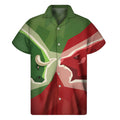 Green Bull And Red Bear Stock Print Men's Short Sleeve Shirt