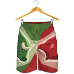 Green Bull And Red Bear Stock Print Men's Shorts