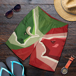 Green Bull And Red Bear Stock Print Men's Shorts