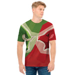 Green Bull And Red Bear Stock Print Men's T-Shirt
