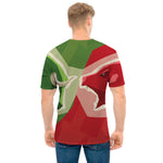 Green Bull And Red Bear Stock Print Men's T-Shirt
