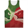 Green Bull And Red Bear Stock Print Men's Tank Top