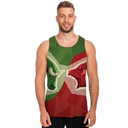 Green Bull And Red Bear Stock Print Men's Tank Top