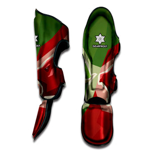 Green Bull And Red Bear Stock Print Muay Thai Shin Guard