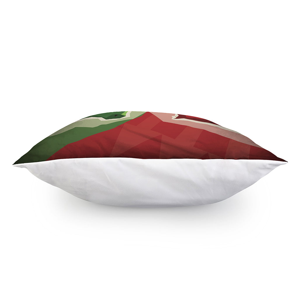 Green Bull And Red Bear Stock Print Pillow Cover