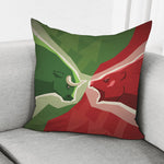 Green Bull And Red Bear Stock Print Pillow Cover