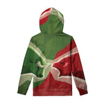 Green Bull And Red Bear Stock Print Pullover Hoodie