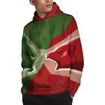 Green Bull And Red Bear Stock Print Pullover Hoodie