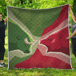 Green Bull And Red Bear Stock Print Quilt