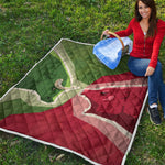 Green Bull And Red Bear Stock Print Quilt