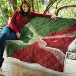 Green Bull And Red Bear Stock Print Quilt