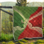 Green Bull And Red Bear Stock Print Quilt